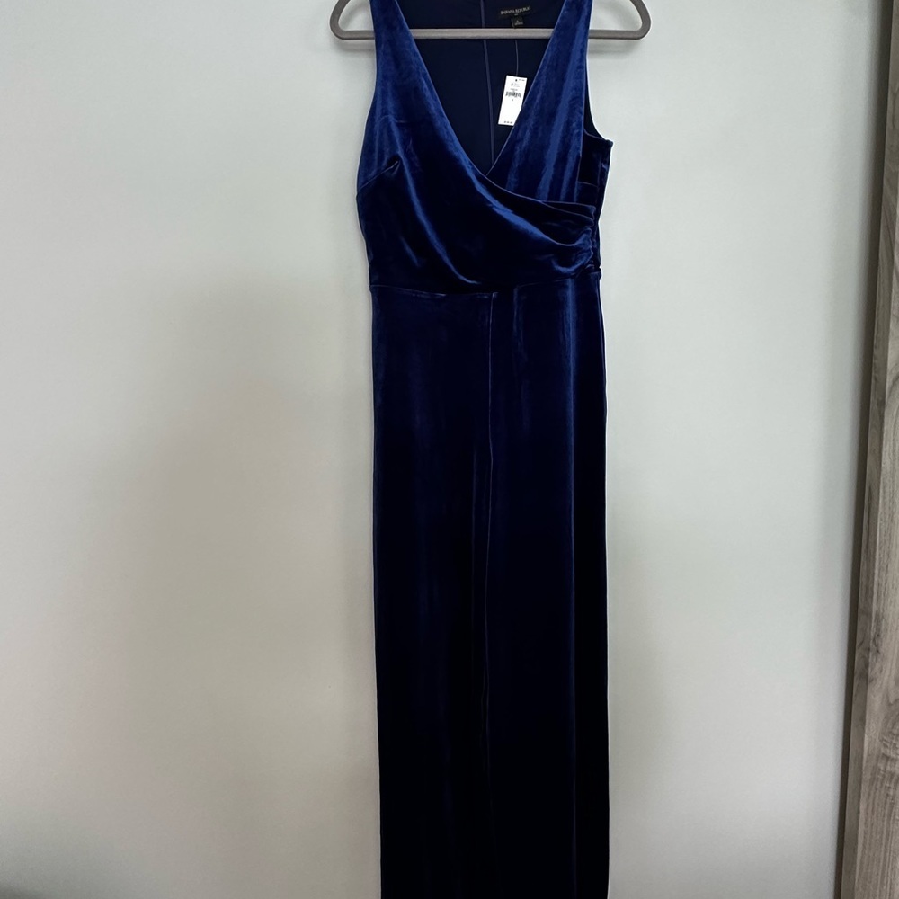 Banana Republic Royal Blue Velvet Jumpsuit - Picture 2 of 11